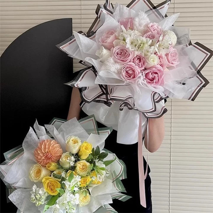 20pcs | 57*57cm Double Lined Flower Wrapping for Flowers, Trendy Arrangements Waterproof