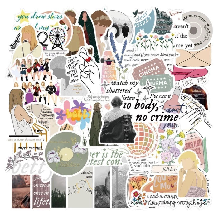 50pcs/set Taylor Swift New Album Set Graffiti Stickers Waterproof Reusable Stickers Decals Stickers