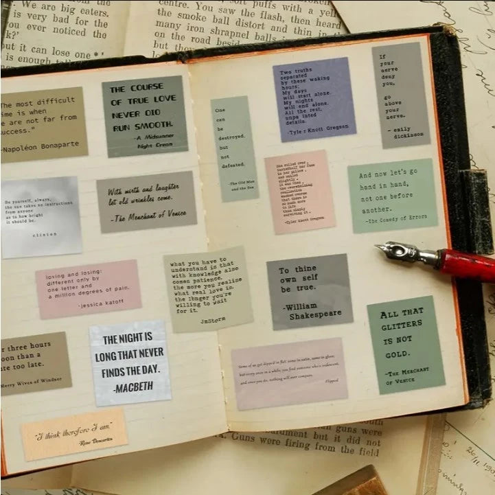 60pcs Retro Inspirational Quote Stickers - Waterproof Stickers for Water Bottle note books
