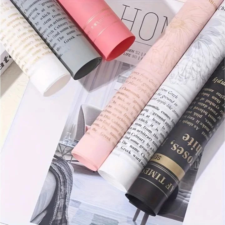 20PCS Vintage Newspaper Style Flower Wrapping - Waterproof Vintage Bouquet Gift Wrapping