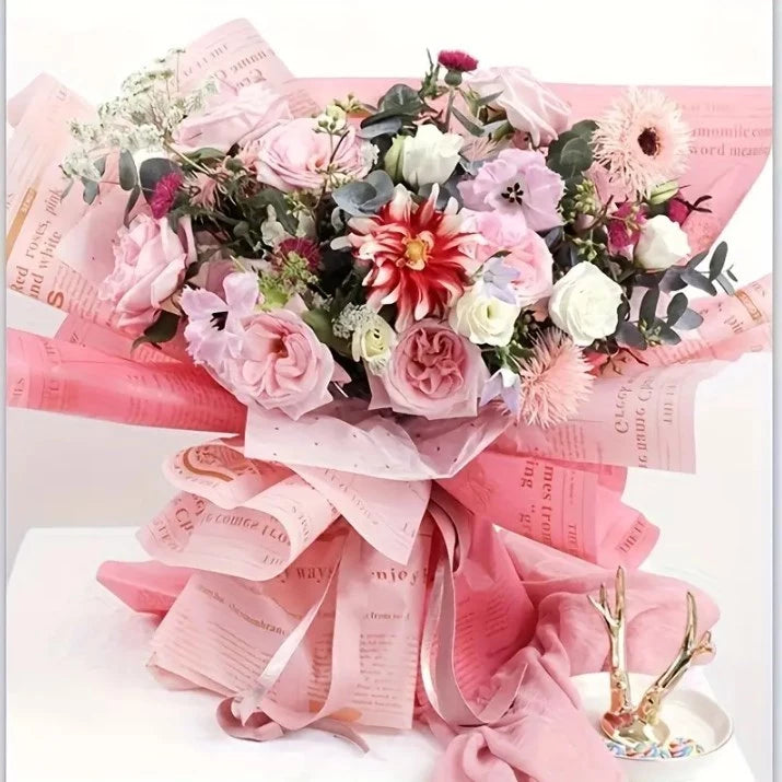 20PCS Vintage Newspaper Style Flower Wrapping - Waterproof Vintage Bouquet Gift Wrapping