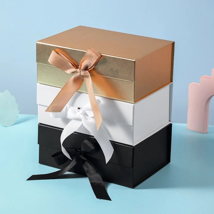 Magnetic Closure Gift Box with Ribbon - Premium Rigid Presentation Box for Jewelry, Cosmetics ect.