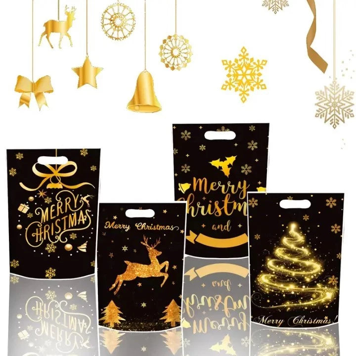 50pcs Christmas Hand Held Gift Loot Bags for Xmas Party, Birthday Party Gift Packaging Bags