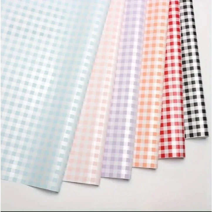 20 Sheets | Checkered Wrapping Paper for Flowers, Perfect for Trendy Bouquets Waterproof