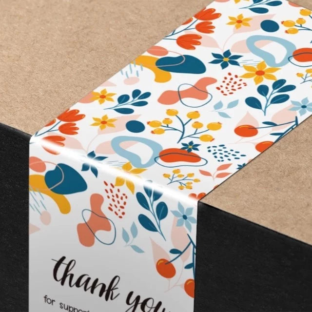 100pcs/Roll 3*9cm Thank you Rectangular Sealing Stickers Labels Gift Box Sealed For Business