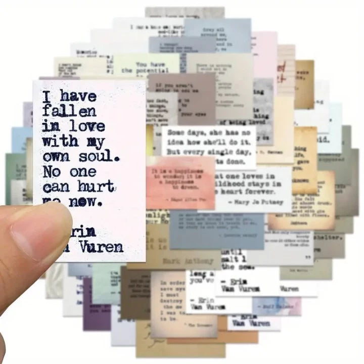 60pcs Retro Inspirational Quote Stickers - Waterproof Stickers for Water Bottle note books