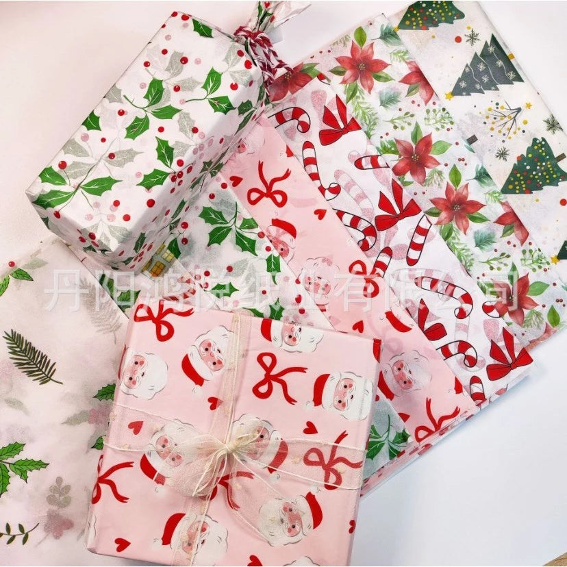 10 Sheets Christmas Japanese Thin Paper - Festive 50x70cm XMAS Gift Wrapping & Party Decorations