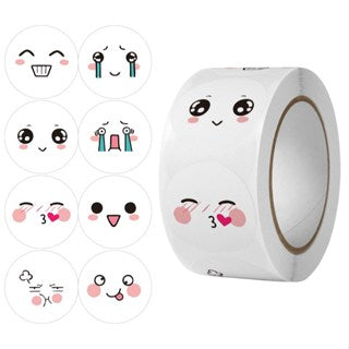 500PCS/Roll Colorful Joyful Face Stickers Labels Adhesive Stickers for Gift, Food Packaging, Party