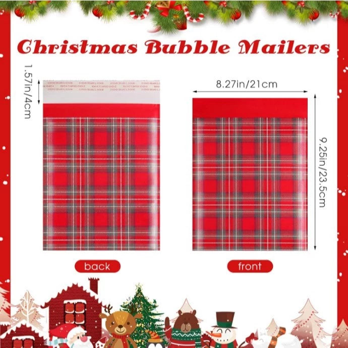 5pcs Christmas Padded Envelopes Xmas Bubble Mailers Padded Self Adhesive Mailers Envelope