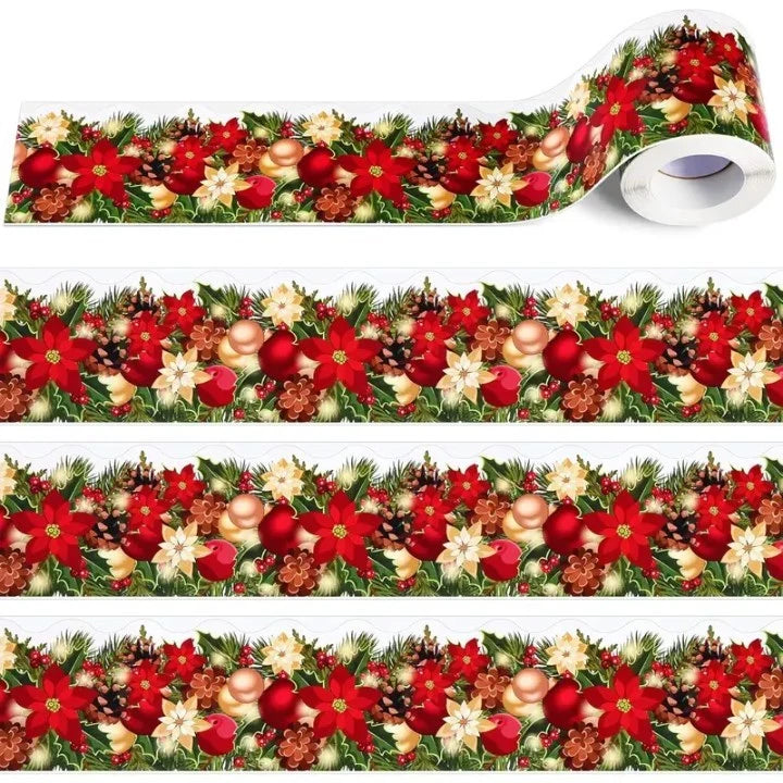 Christmas Adhesive Edge Tape - 18m Festive Washi Tape for Home, Classroom & Office Decor