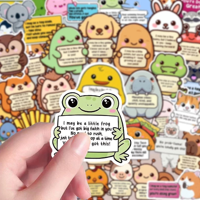 50pcs cute cartoon animal stickers for children, notebooks, stationery, luggage, notes, waterproof