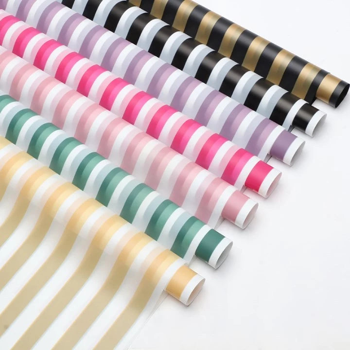 20pcs/sheets Stripe Pattern Flower Wrapping | 57x57 cm for Weddings, Birthdays & Special Occasions