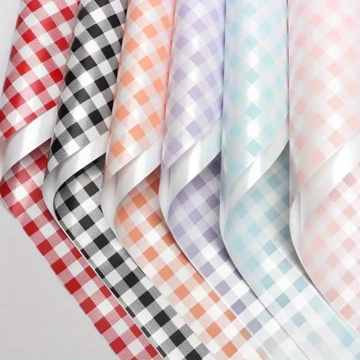 20 Sheets | Checkered Wrapping Paper for Flowers, Perfect for Trendy Bouquets Waterproof