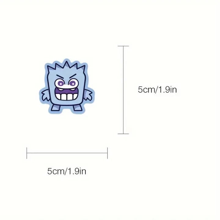 50pcs Cute Cartoon Monster Stickers, PVC Self-Adhesive Decals for Scrapbooking, Phone Cases, Laptops