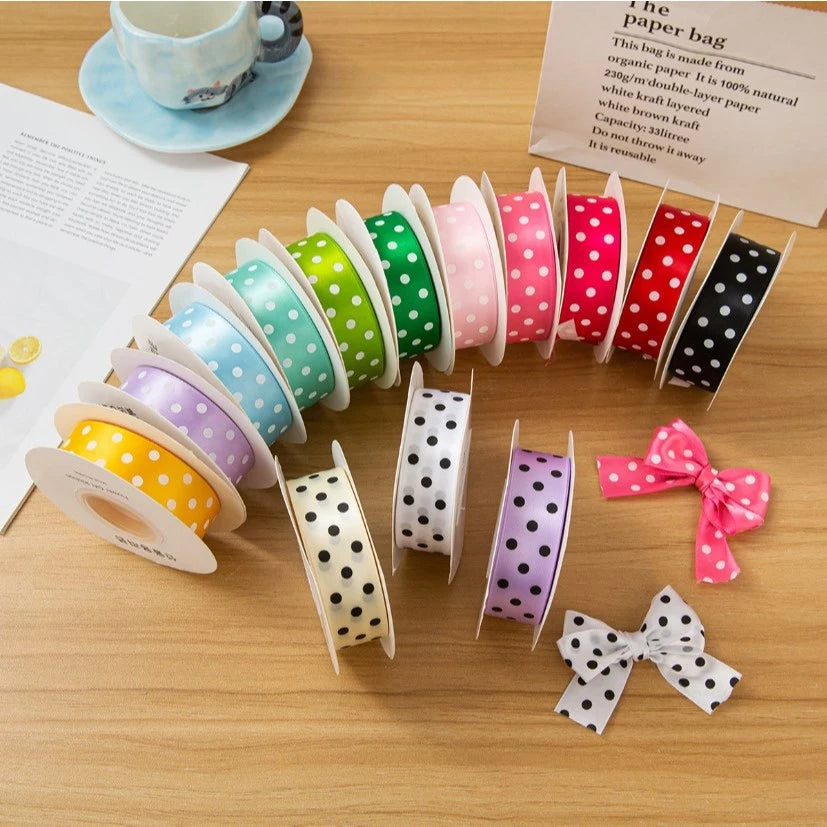 100 Yards/1Roll 2.5cm Polka Dot Ribbon - Colorful perfect for any special occasion, especially Child
