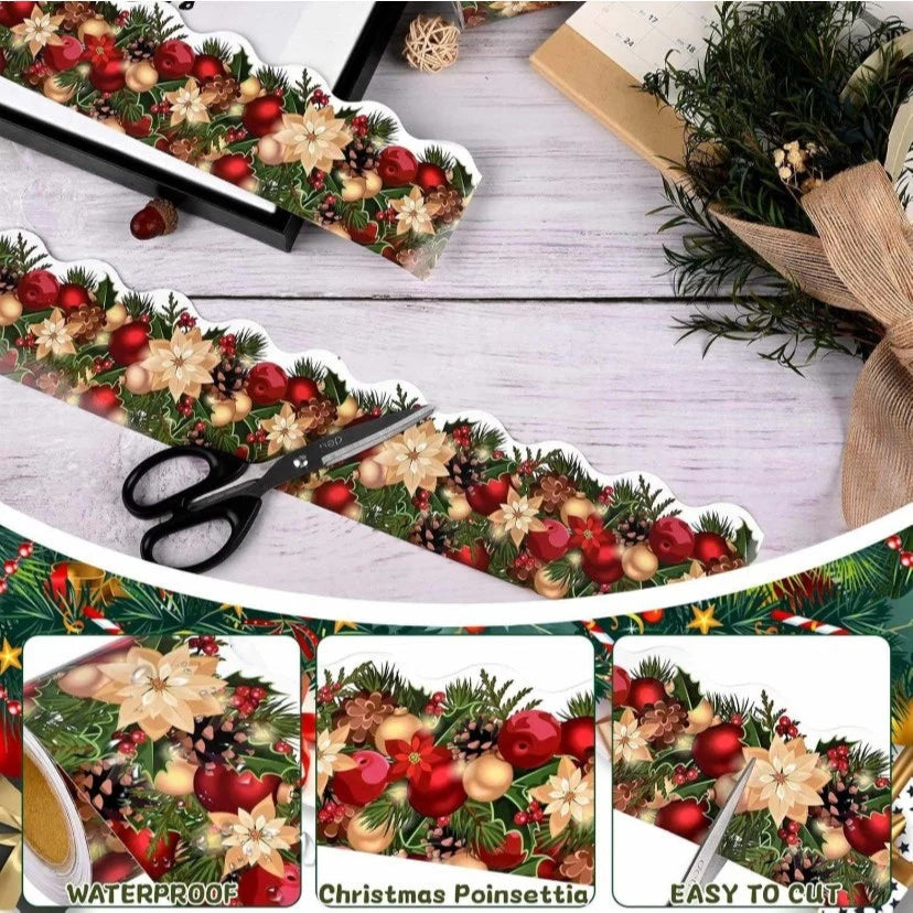 Christmas Adhesive Edge Tape - 18m Festive Washi Tape for Home, Classroom & Office Decor