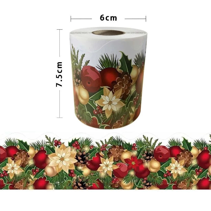 Christmas Adhesive Edge Tape - 18m Festive Washi Tape for Home, Classroom & Office Decor