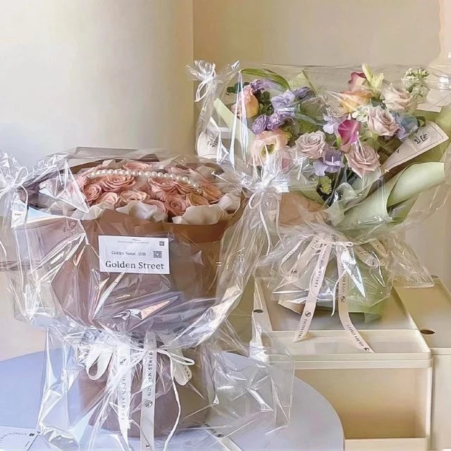 20pcs-Pack) Transparent Floral Dust Bags / Bouquet Protection Sleeves Dustproof & Waterproof