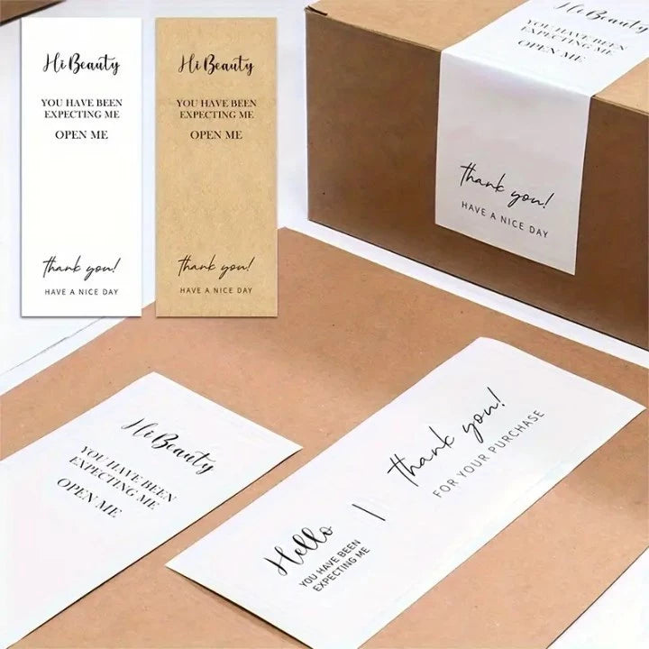 100pcs/Roll 3*9cm Thank you Rectangular Sealing Stickers Labels Gift Box Sealed For Business