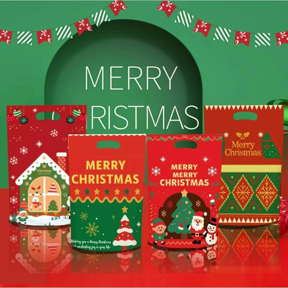 50pcs Christmas Hand Held Gift Loot Bags for Xmas Party, Birthday Party Gift Packaging Bags