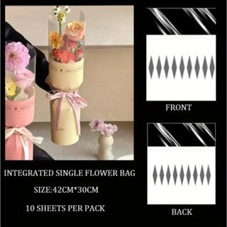 10pcs Round Flower Wrapping Paper in Clear Plastic Ideal for Valentine'S Day, Women'S Day, Anniv etc