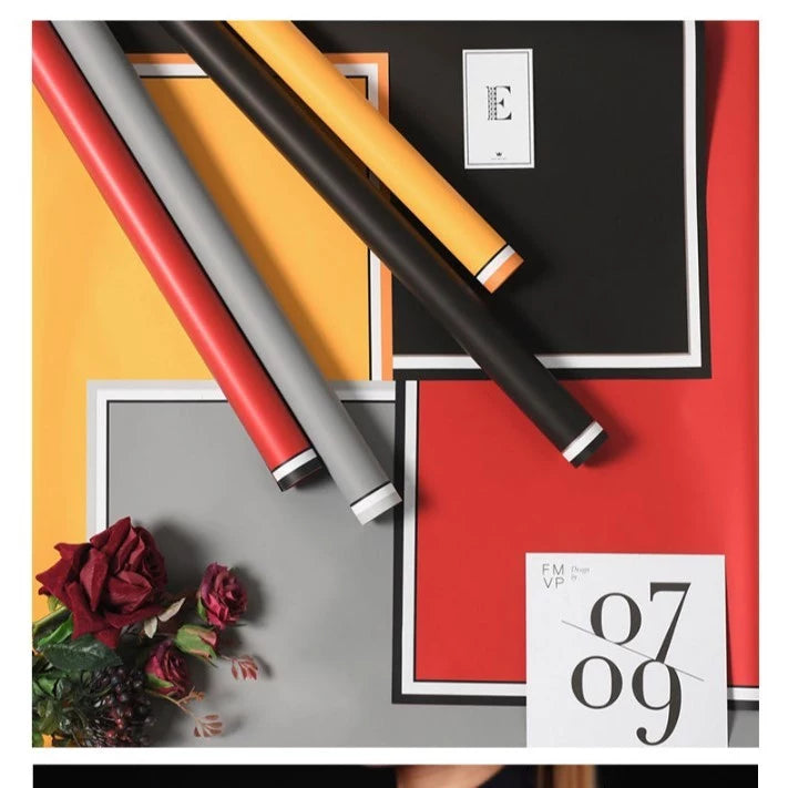 20pcs 58*58cm Floral Wrapping Paper, Border Stripe Design, Waterproof for Bouquet Gift Wrapping