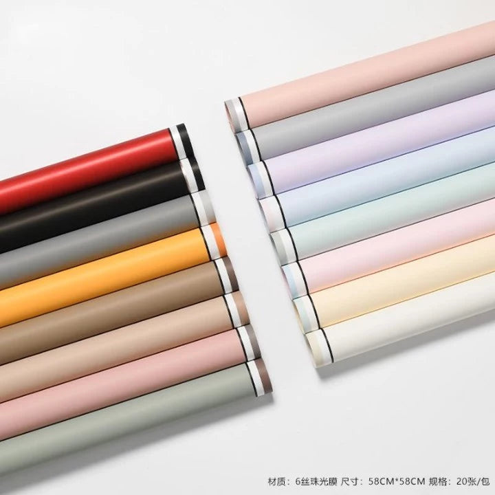 20pcs 58*58cm Floral Wrapping Paper, Border Stripe Design, Waterproof for Bouquet Gift Wrapping