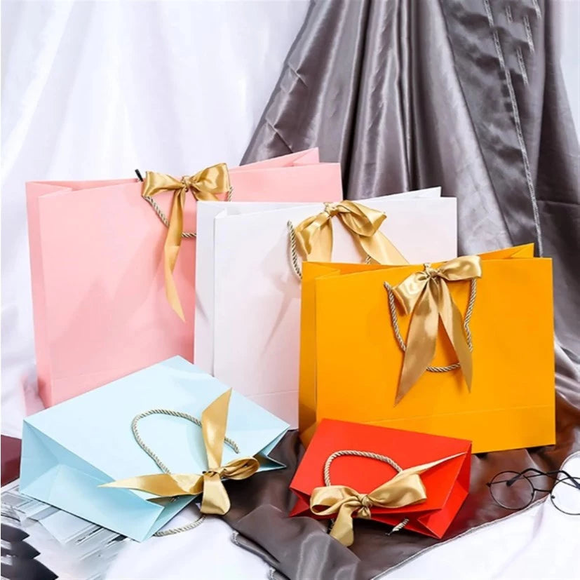 5pcs Luxury Gift Bag with Ribbon Handle | Premium Gift Packaging Box Bag for Gifts, Souvenirs, Party favors