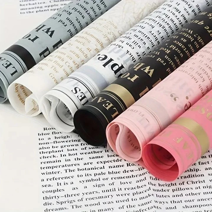 20PCS Vintage Newspaper Style Flower Wrapping - Waterproof Vintage Bouquet Gift Wrapping