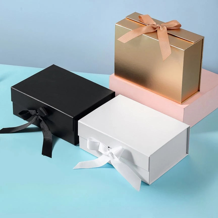 Magnetic Closure Gift Box with Ribbon - Premium Rigid Presentation Box for Jewelry, Cosmetics ect.