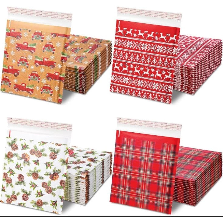5pcs Christmas Padded Envelopes Xmas Bubble Mailers Padded Self Adhesive Mailers Envelope