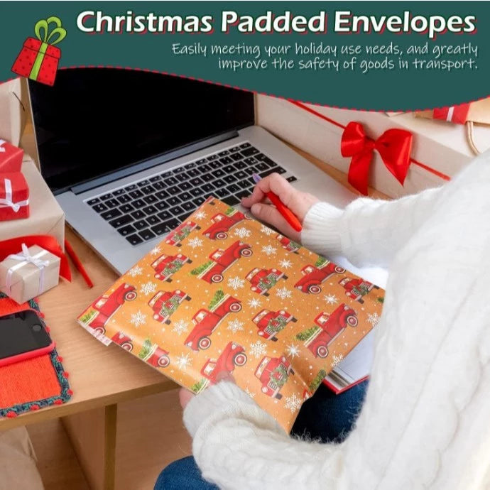 5pcs Christmas Padded Envelopes Xmas Bubble Mailers Padded Self Adhesive Mailers Envelope