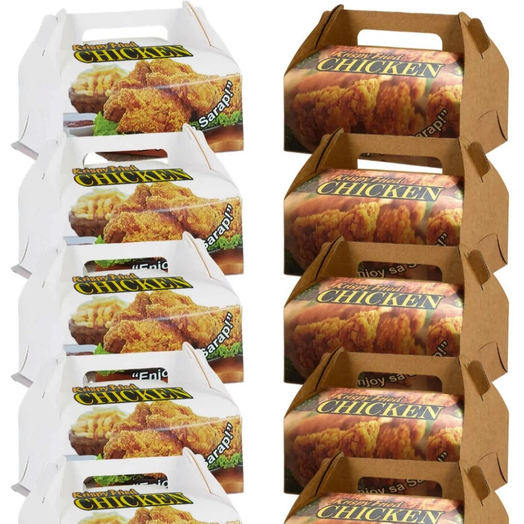 Chicken Take Out Kraft Paper Box for Food Packaging - Ideal for Fried Chicken, Takeaway