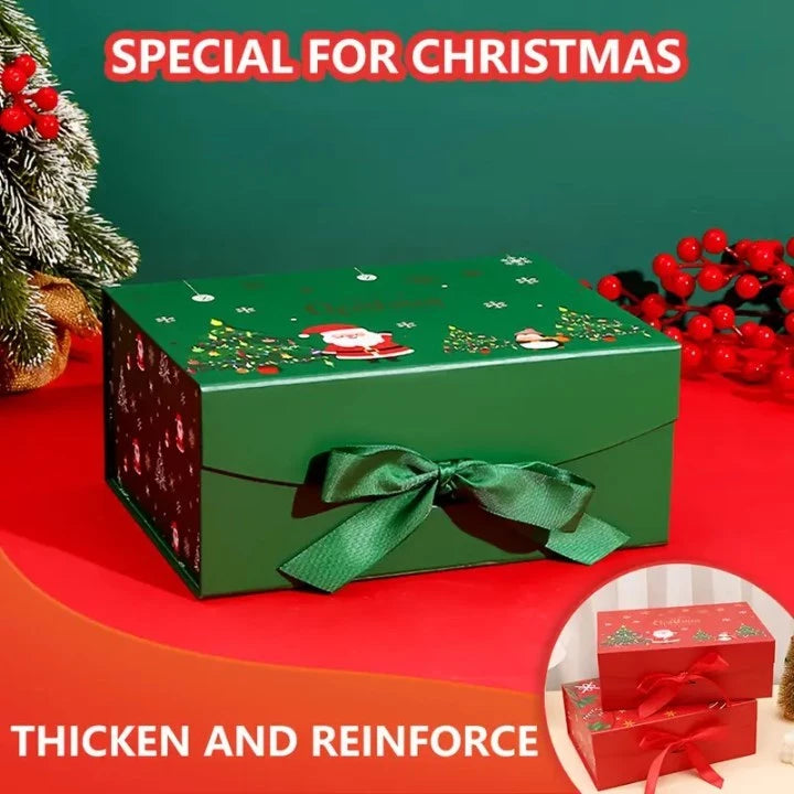 Christmas Magnetic Closure Gift Box with Ribbon - Presentation Box for Jewelry, Cosmetics ect.