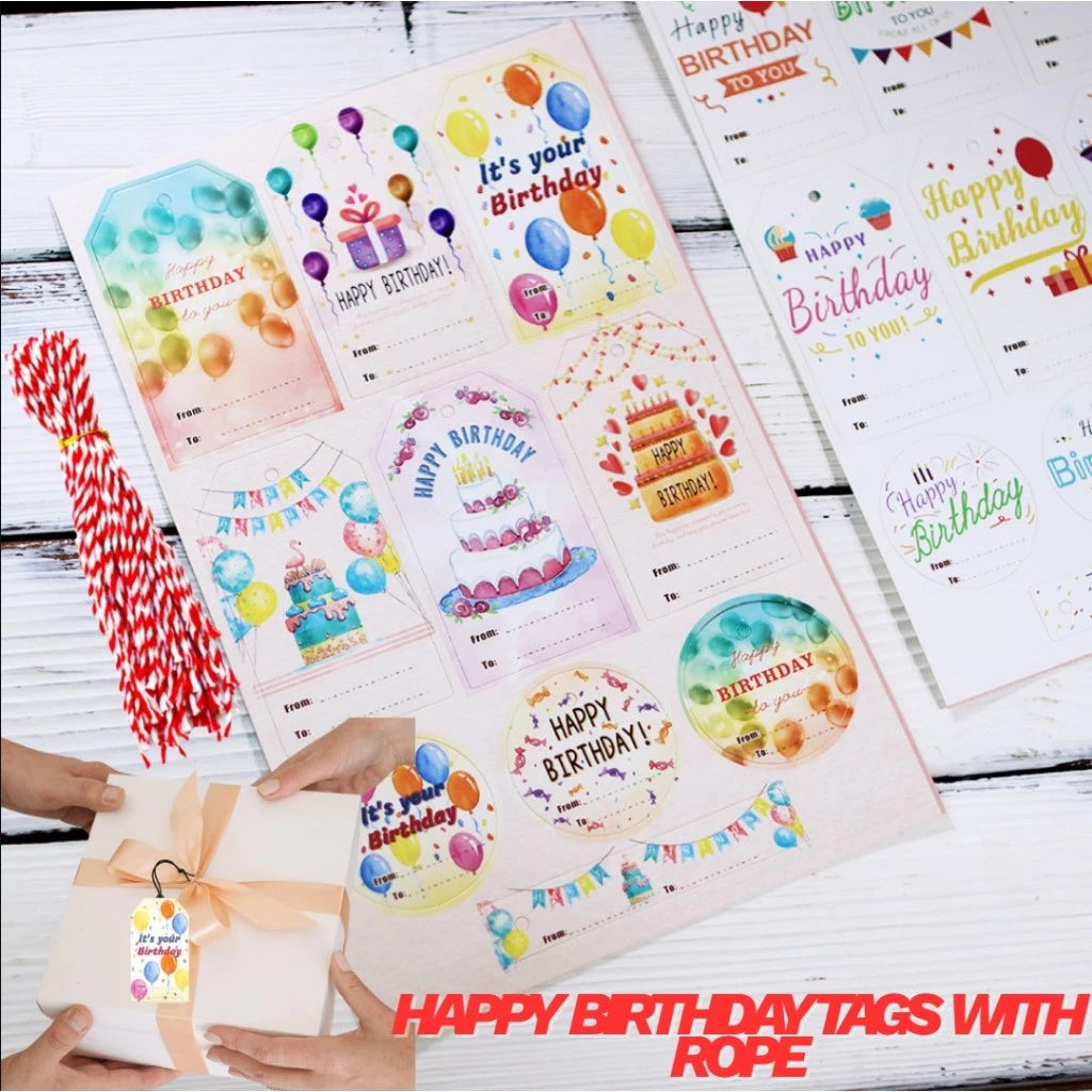 30pcs Assorted Happy Birthday Hangtags - Wishes & Messages for Birthday Gifts, Invitation, Decor Tag