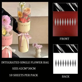 10pcs Round Flower Wrapping Paper in Clear Plastic Ideal for Valentine'S Day, Women'S Day, Anniv etc