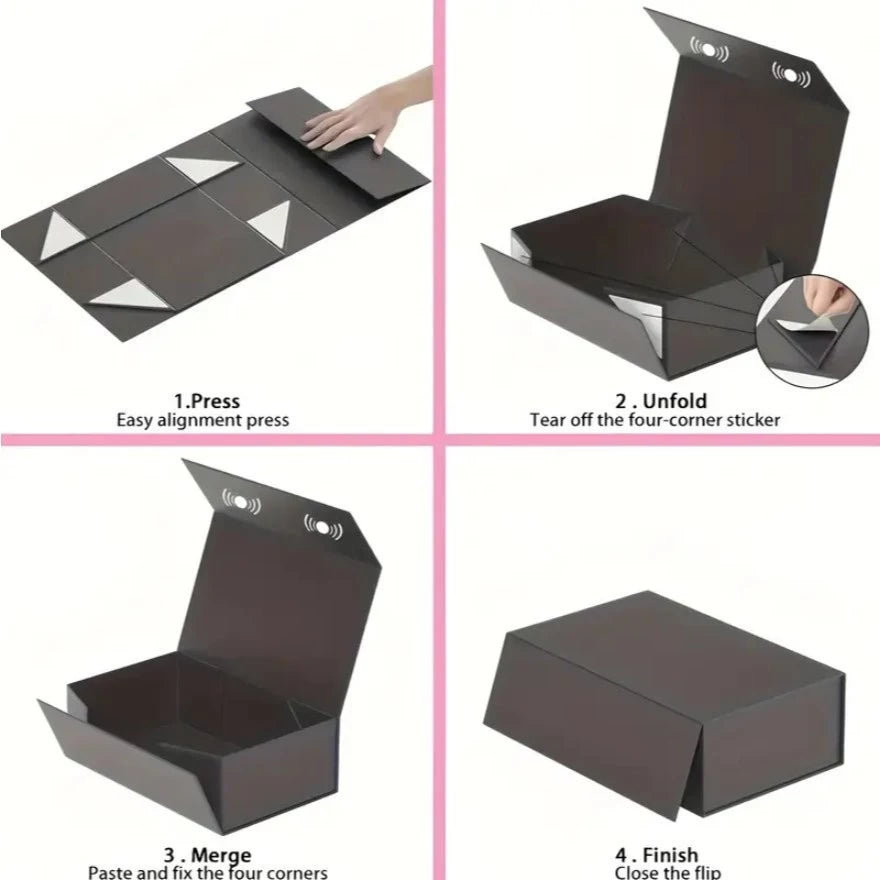 Portable Gift Box with Magnetic Closure - Flip Top Folding Hard Case for Jewelry, Gifts, Keepsakes