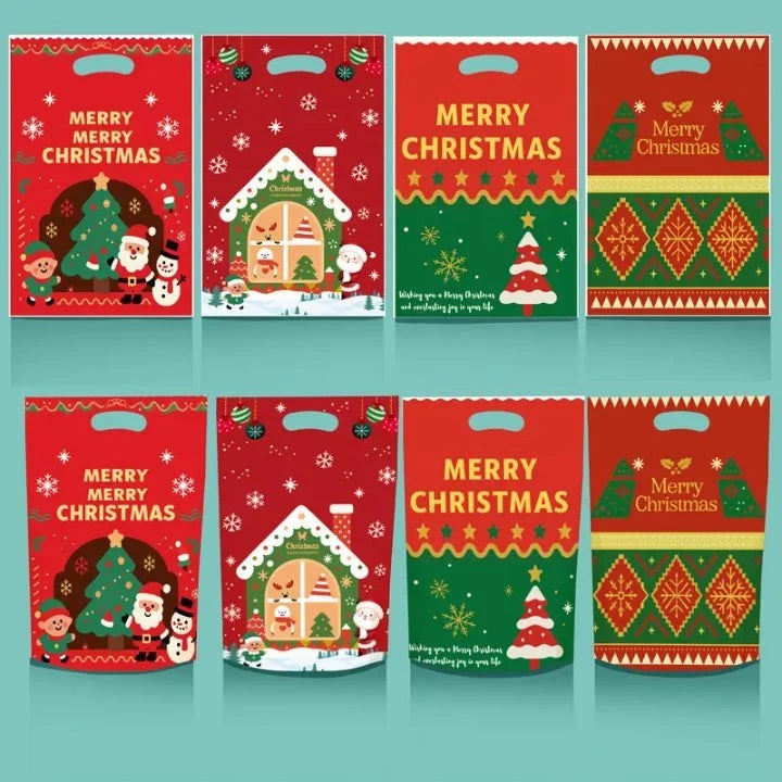 50pcs Christmas Hand Held Gift Loot Bags for Xmas Party, Birthday Party Gift Packaging Bags