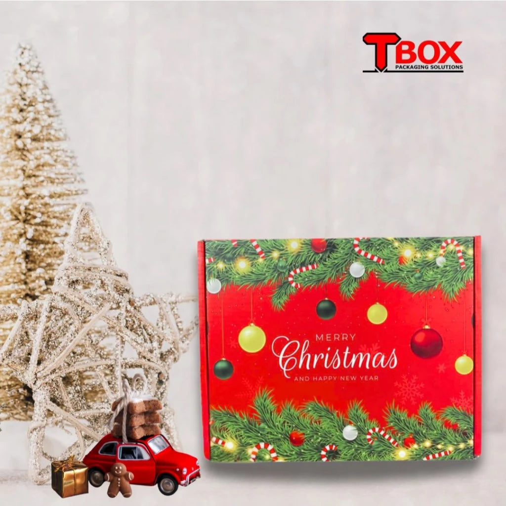 Corrugated Christmas Box Packaging Box Set, Glossy Laminated for Gifts, Luxury Gifting