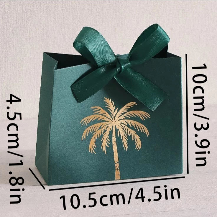 10pcs Mini Gift Box Gold Palm Tree Emblem With Ribbon Premium Gifts for Wedding Favors Souvenirs