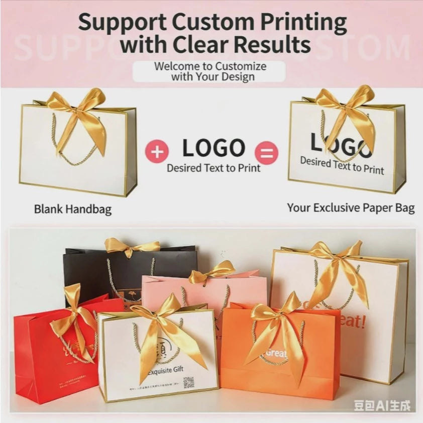 5pcs Luxury Gift Bag with Ribbon Handle | Premium Gift Packaging Box Bag for Gifts, Souvenirs, Party favors