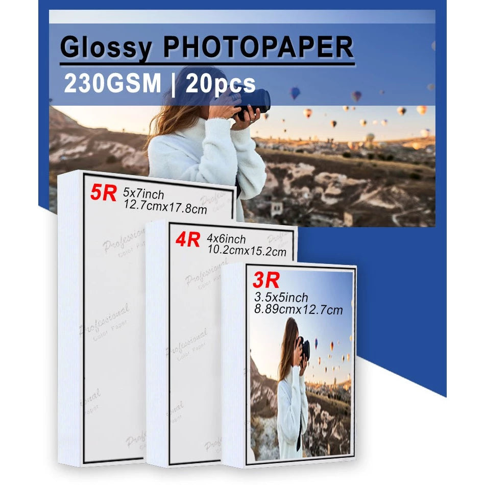 Photo Paper 230gsm 3R 4R 5R | 20 Sheets High Glossy Photographic Coated Printing Paper