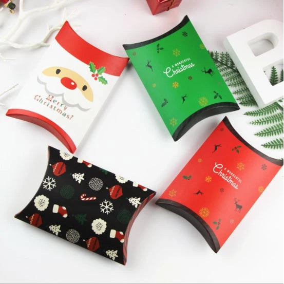 (5pcs) Gifts Kraft Gift Bag Party Supplies Pillow Shape Box Paper Christmas Candy Box
