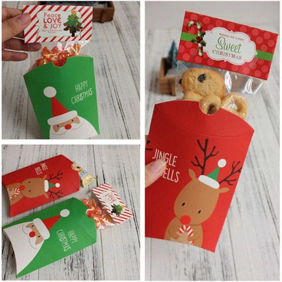 (5pcs) Gifts Kraft Gift Bag Party Supplies Pillow Shape Box Paper Christmas Candy Box