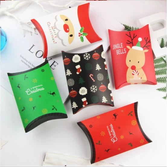 (5pcs) Gifts Kraft Gift Bag Party Supplies Pillow Shape Box Paper Christmas Candy Box