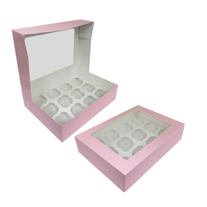 12 holes Cupcake/Muffin/Pastry WHITE/BROWN Box NO HANDLE w/ Inner holder Packaging case