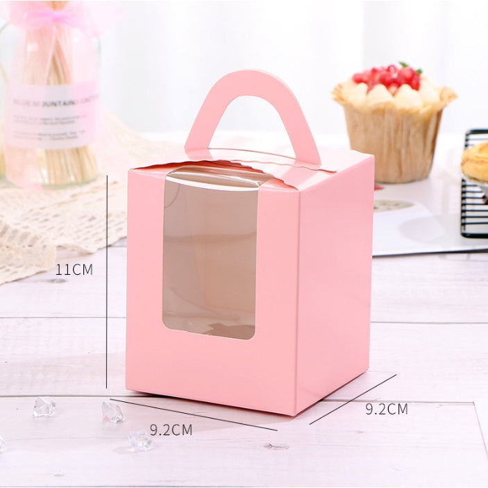 Pastry Box Single Solo Cupcake Box Cookies Boxes Individual Box with Handle 1PC