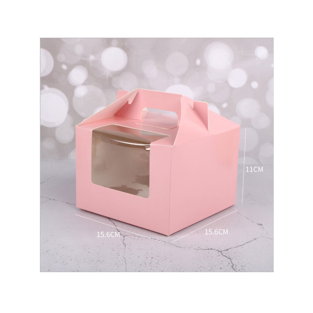 Cupcake pastry packaging box transparent window w/ handle and inner liner support