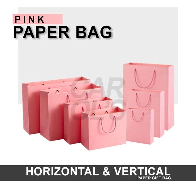 1 Pc (PINK) Gift Bag with Handles Craft Package Paper Gift Box Jewelry Birthday Packing Bags