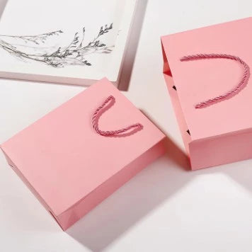 1 Pc (PINK) Gift Bag with Handles Craft Package Paper Gift Box Jewelry Birthday Packing Bags